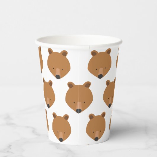 かわいいクマ顔柄の動物 紙コップ (右)
