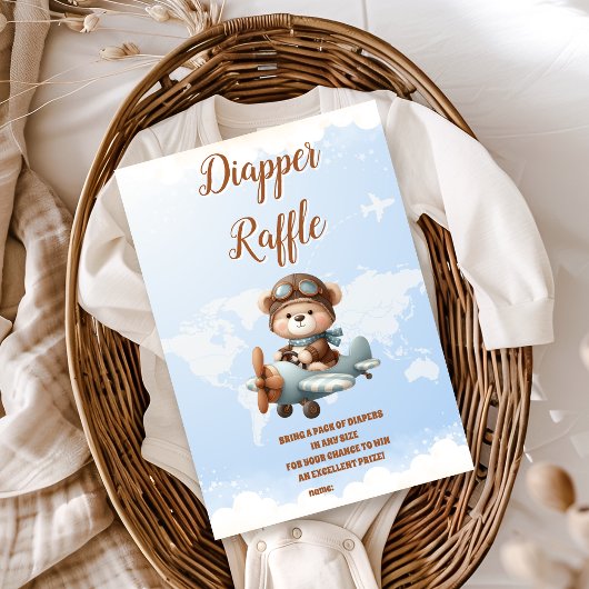 かわいいクマ飛行機アドベンチャーおむつラッフル開始 エンクロージャーカード