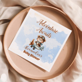 かわいいクマ飛行機アドベンチャーが始まる スタンダードカクテルナプキン