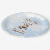 かわいいクマ飛行機アドベンチャーが始まる ペーパープレート (アングル)