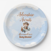 かわいいクマ飛行機アドベンチャーが始まる ペーパープレート (正面)