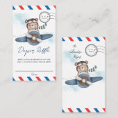 かわいいクマ飛行機アドベンチャー開始おむつラッフル エンクロージャーカード (正面/裏面)