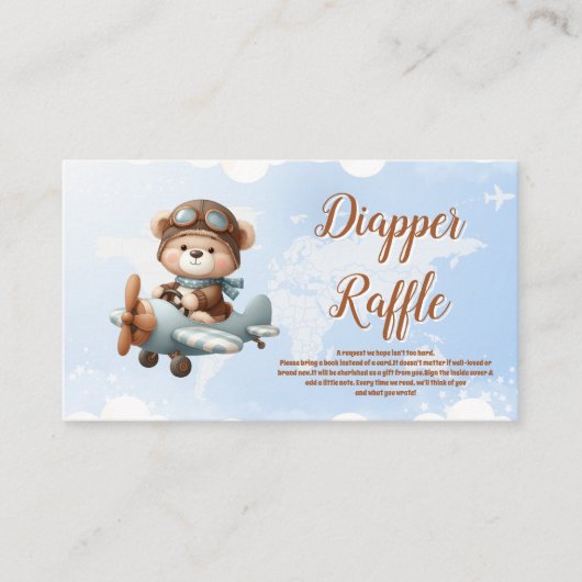 かわいいクマ飛行機アドベンチャーBegindsBooks for ベビー エンクロージャーカード (正面)