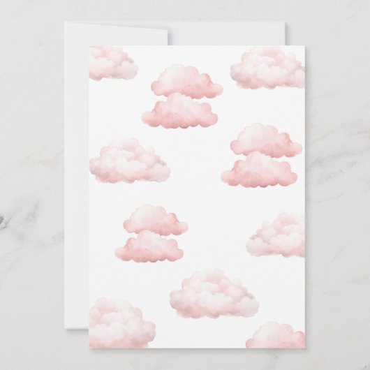 かわいいクマ飛行機ピンクの女の子ベビーシャワー 招待状 (裏面)