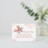 かわいいクマ飛行機ピンク色の女の子の本ベビー エンクロージャーカード (スタンド正面)