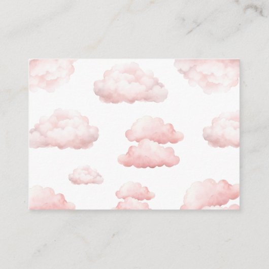 かわいいクマ飛行機ピンク色の女の子の本ベビー エンクロージャーカード (裏面)