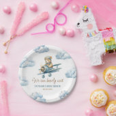 かわいいクマ飛行機青い男の子ベビーシャワー ペーパープレート (パーティー)