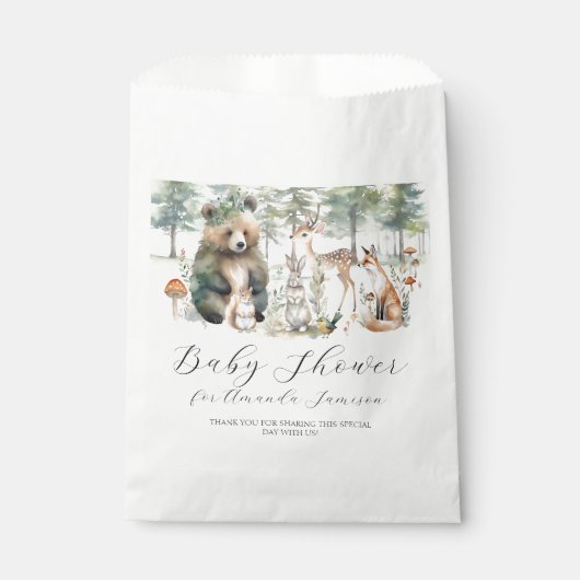 かわいいクマ鹿リス森林動物の赤ちゃんシャワー フェイバーバッグ (正面)