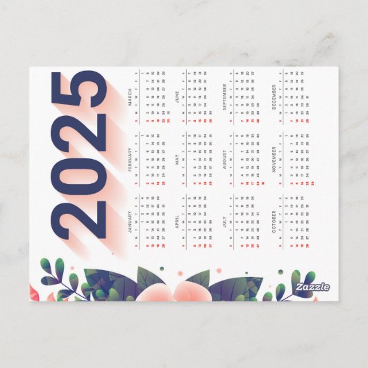 かわいいクマ2025年予定表はがき ポストカード (裏面)