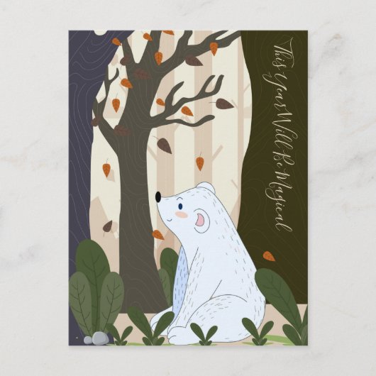 かわいいクマ2025年予定表はがき ポストカード (正面)