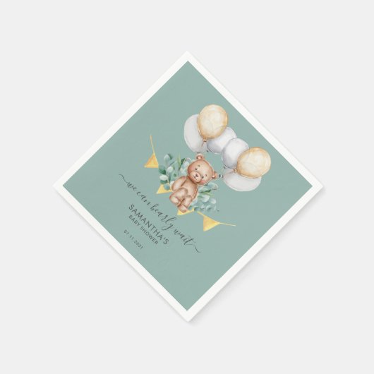 かわいいクマ えのき 赤ちゃんの歓迎会 紙 スタンダードカクテルナプキン (角)