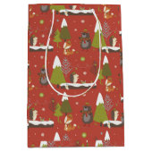 かわいいクマ、キツネ、ハリネズミの子供たちクリスマスおもしろい ミディアムペーパーバッグ (正面)