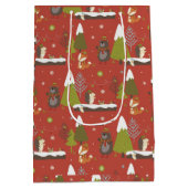 かわいいクマ、キツネ、ハリネズミの子供たちクリスマスおもしろい ミディアムペーパーバッグ (裏面)