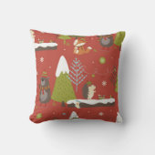 かわいいクマ、キツネ、ハリネズミの子供たちクリスマス クッション (正面)