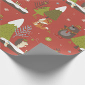 かわいいクマ、キツネ、ヘッジホッグキッズホリデイおもしろい ラッピングペーパー (角)