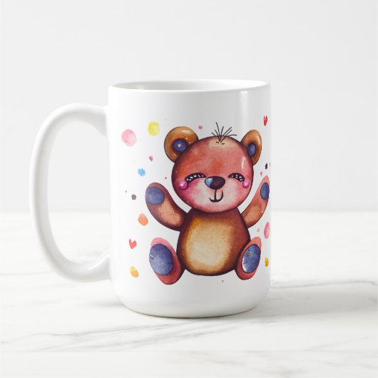 かわいいクマ クール テディ ポジティブ コーヒーマグカップ (左)