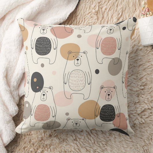 かわいいクマ - ソフトパステル ウッドランド (3) クッション (ブランケット)