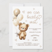 かわいいクマ ニュートラル ベビーシャワー 招待状 (正面)