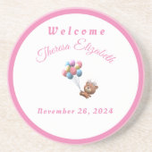 かわいいクマ&バルーン女の子サンドストーンコースター コースター (正面)