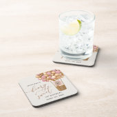 かわいいクマ、ピンク色のバルーン、第1誕生日 コースター (右側)