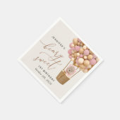 かわいいクマ、ピンク色のバルーン、第1誕生日 スタンダードカクテルナプキン (角)