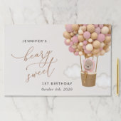 かわいいクマ、ピンク色のバルーン、第1誕生日 ペーパーパッド (インサイチュ)