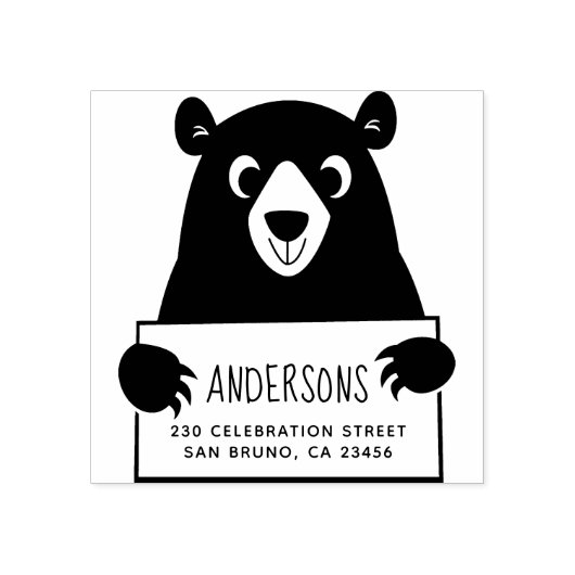 かわいいクマ |ファミリカスタムー名と差出人住所 ラバースタンプ (インプリント)