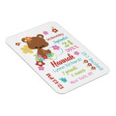 かわいいクマ&フラワーベビーガール誕生レコード統計 マグネット (右側)