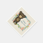 かわいいクマ&フローラリースベビーシャワー スタンダードカクテルナプキン (角)