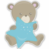 かわいいクマ、ベビークマ、小さなクマ、星を持つクマ シール (正面)