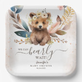 かわいいクマ |ベビー男女兼用シャワー紙 ペーパープレート (正面)