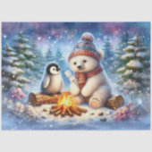 かわいいクマ&ペンギン冬のウッドランドアートデコップページ 薄葉紙 (正面)