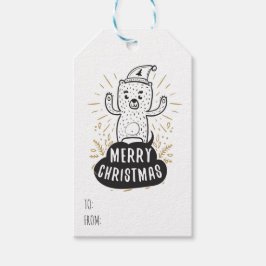 かわいいクマ メリークリスマス To From テンプレート ギフトタグ