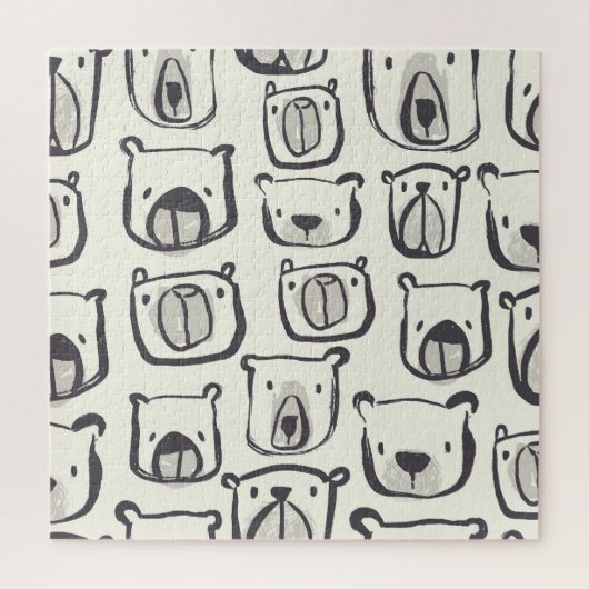 かわいいクマ、手で描かれたシームレスなパターン。 ジグソーパズル (縦)