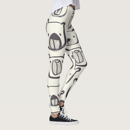 かわいいクマ、手で描かれたシームレスなパターン。 レギンス (右)