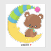 かわいいクマ、月にクマ、スカーフ付きクマ シール (シート)