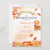 かわいいクマ 秋の誕生日パーティー招待状 2 招待状 (正面)