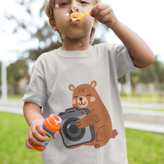 かわいいクマ – 笑顔カメラ付きクマ トライブレンドTシャツ