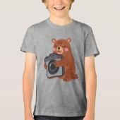 かわいいクマ – 笑顔カメラ付きクマ トライブレンドＴシャツ (正面)