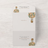 かわいいクマ、緑のバルーン、最初の誕生日 オールインワン招待状 (外側)