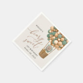 かわいいクマ、緑のバルーン、最初の誕生日 スタンダードカクテルナプキン (角)