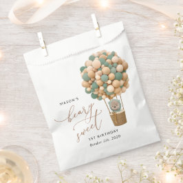 かわいいクマ、緑のバルーン、最初の誕生日 フェイバーバッグ