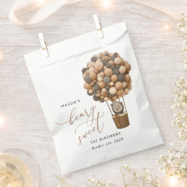 かわいいクマ、茶色のバルーン、最初の誕生日 フェイバーバッグ