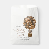 かわいいクマ、茶色のバルーン、最初の誕生日 フェイバーバッグ (正面)