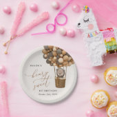 かわいいクマ、茶色のバルーン、最初の誕生日 ペーパープレート (パーティー)