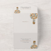 かわいいクマ、青いバルーン、最初の誕生日 オールインワン招待状 (外側)