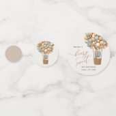 かわいいクマ、青いバルーン、最初の誕生日 コンフェッティ (裏面)