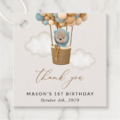 かわいいクマ、青いバルーン、最初の誕生日 フェイバータグ (正面)