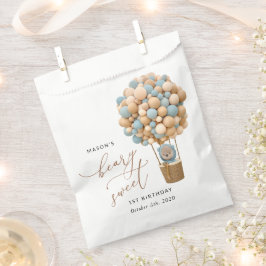 かわいいクマ、青いバルーン、最初の誕生日 フェイバーバッグ