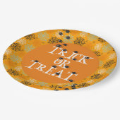 かわいいクモとクモの巣ハロウィンパターン(の模様が)あるー ペーパープレート (アングル)